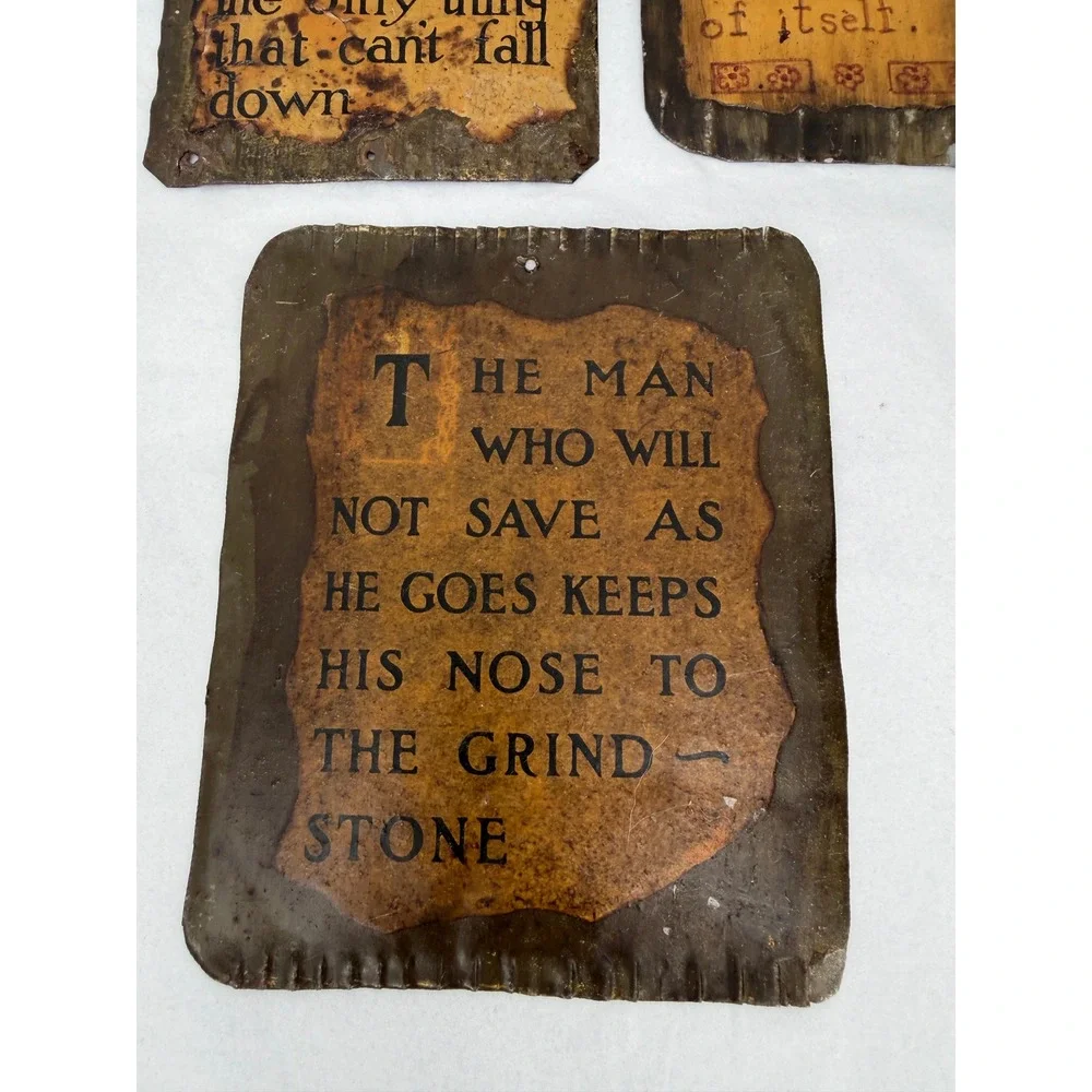 Hammered Metal Wall Decor Signs Rustic Primitive Metal Quote Art 3 Piece Set